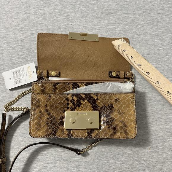 Michael Kors Sloan Crossbody Bag Womens One Size Sand Snake Leather Chain - Picture 6 of 15